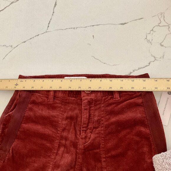 🍁 ANTHROPOLOGIE The Richie Slim Joggers Corduroy Pants Dark Brick Terracotta 2 - Picture 11 of 15